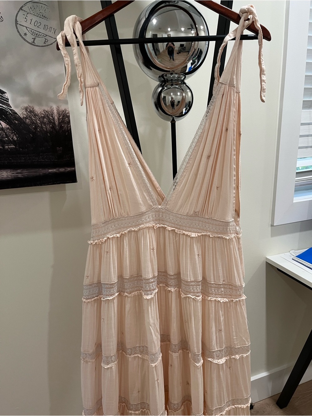 Free People Soft Blush Tie-Shoulder V-Neck Maxi Dress - Picture 16 of 16